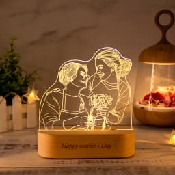 Personalized 3D Photo Lamp Custom Night Light with Wooden Base Unique Gift for Valentine's Day Wedding Anniversary Mother's Day