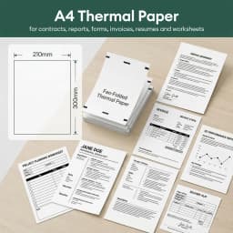 20/100/200 Sheets A4 Thermal Paper 210mm Folded Paper For A4 Portable Thermal Printer Multipurpose Printing Paper For Photo PDF