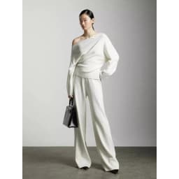 2026 Wool Elastic Waist Knitted Wide-Leg Pants for Women Winter High-Waisted Straight Loose Floor-Length Casual Pants