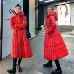 Long Down Cotton Coats Womens Black Parkas 2025 New Winter Warm Jacket Female Hooded Cotton-padded Coat Thicken Warm Puffer Coat