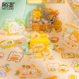 46pcs/pack PET Fleecy Pink Bunny Kitten Puppy Piggy Cute DIY Decorative Materials Kawaii Stationery Stickers Bag