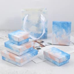 1pcs Blue Sky Gift Box Kraft Paper Display Couple Gift Box Gift Bags for Valentine's Day Earring Necklace Bracelet Accessories