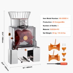 SucceBuy Commercial Orange Juicer Machine Automatic Juice Extractor Stainless Steel Orange Squeezer with Pull-Out Filter Box