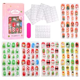 120pcs/box Pink Cartoon Children Press On Nails Candy Color Unicorn Cat Bunny Kids Full Cover False Nail Girls Party Nail Decora