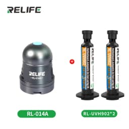 2PCS RELIFE RL-UVH902 10ML UV 3S Quick-drying Solder Mask Ink for Mobile Phone Repair Jumping Wire + RL-014 UV curing light tool
