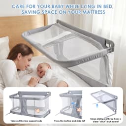 Baby Bassinets Bedside Sleeper, Co Sleeping Bed for Baby, for Co Sleeper for Baby in Bed, Portable Crib, Breathable and Visible Mesh Window