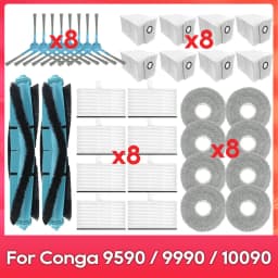 Fit For ( Conga 9590 / 9990 / 10090 AI Spin Revolution Ultra Power Home ) Main Side Brush Filter Mop Dust Bag Part Accessory