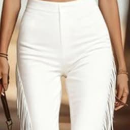 Western Vintage Patchwork Tassel Pants Woman 2026 Spring Elegant High Waist Slim Bodycon Trousers Summer Skinny Streetwear Pants