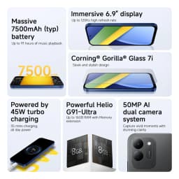 POCO C95 Pro Global Version Smartphone Helio G91-Ultra 7500mAh 45W Turbo Charging 120Hz 50MP 6.9" Display