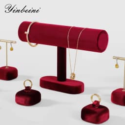 Yinbeini Velvet Bangle Bracelet Watch Display Stand T-shape Jewelry Display Stand Shop Window Showcase Props TB001