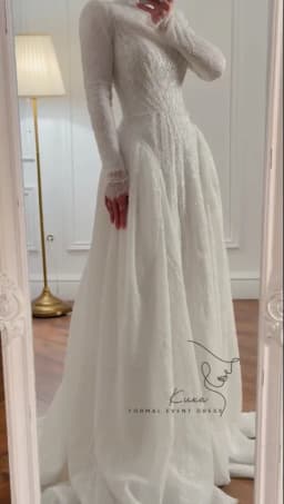 KUXA Customized Muslim Dubai Luxury Wedding Dresses Lace Beaded A-Line Arabic Full Sleeves Bridal Gowns For Women Robe De Mariée