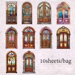 Vintage Door Frame Sticker Pack 10 Sheets/Bag Scrapbook Stationery DIY Journal Phone Case Notebook Decoration