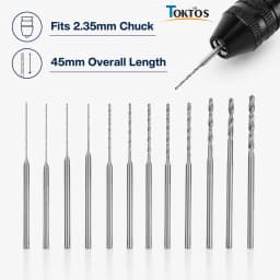 TOKTOS 10PCS HSS Micro Drill Bits 0.5-2.3mm 2.35mm Shank Precision Twist Drill Set for Jewelry Making Metalworking DIY Tools