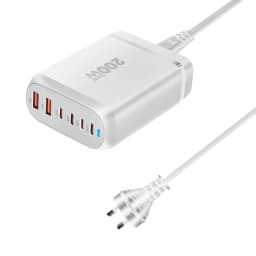 New 200W GaN Desktop Charger 6-port USB Type C PD Charger Fast Charge 3.0 Fast Charger Mobile USB Charger