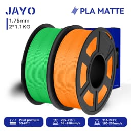 JAYO 2 Rolls 3D PLA Matte Printer Filament 1.75mm Neatly Wound PLA Filament with Matte Finish Print with 99% FDM 3D Printer