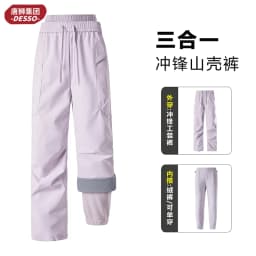 Three-in-One Fleece Lined Ski Pants Women's Winter Cold Proof Waterproof Hiking Climbing Trousers Outdoor Style Straight Leg ...