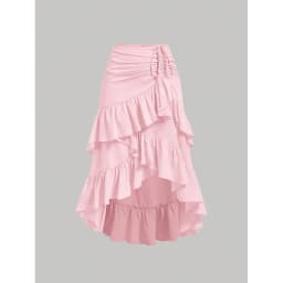 Irregular Ruffles Tiered Skirt Sweet Spicy Wind Layered Ruffle Edge Tied Skirt for Summer Holiday Sexy Elegant Women Beach Dress