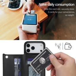 For iPhone 18 Pro/17 Pro Max/17eAir Wallet Case With Card Holder,PU Faux Leather Kickstand Card Slots Case,Double Magnetic Clasp
