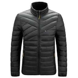 Men Stand Collar Parkas Men Faux Down Padded Jacket Men Lightweight Warm Winter Parkas Men Windproof Solid Color Warm Parkas