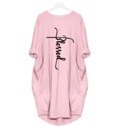 Plus Size Women Short Sleeve O-Neck Loose Casual Dresses Casual Short Sleeve Shirt Mini Dresses Round Neck Pockets Sexy Female T
