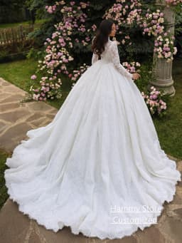 Gorgeous Ball Gown Wedding Dresses Bride Gown Customized High Neck Full Sleeves Lace Applique Saudi Arabian Bridal Dresses