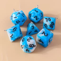 Leslie 7pcs/set Colorful Different Number Acrylic Dice Charms Game Props Multi-faceted Digital Dice for DIY Jewelry Making