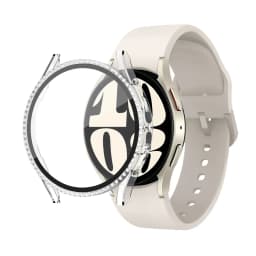 Glass+Case for samsung Galaxy watch 6 4 5 44mm 40mm 44 accessoires Bling Diamond PC bumper+Screen protector watch6 watch4 Cover