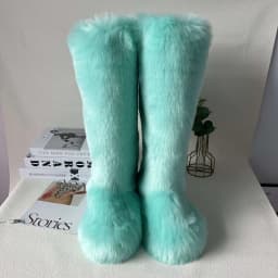 New Woman Boots High Boots Over-the-knee Fur Snow Boots Women's Fashion Warm Wool-like Boots Plus Velvet Padded Winter Boots
