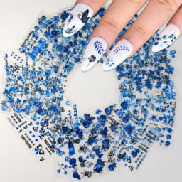 3D Colorful Flowers Cherry Blossoms Rose Daisy Nail Decals 20/30/60/70/90pcs Cute Heart Nail Sticker Manicure Decoration 5.5*6cm