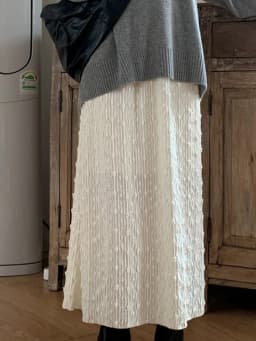 Elegant Long Flocking Half Skirt Women's Early Spring 2025 Super Fairy Korean Style High Waist A-Line Skirt Pure Color