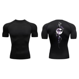 Yin Yang Sword Print Short Sleeve Compression Shirts for Men Summer Athletic Quick Dry T-shirts Gym Workout Running Tees Tops
