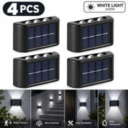 Solar LED Light Outdoor Waterproof Wall Lamp Dusk to Dawn Fence Lighting for Summer Garden Yard Porch Walkway Camping Home Dec