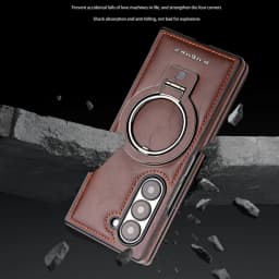 Magnetic Ring Holder Leather Case For Samsung Z Fold8 Ultra Z Fold 8 7 6 5 4 3 For Magsafe Wireless Charging Shockproof Cover