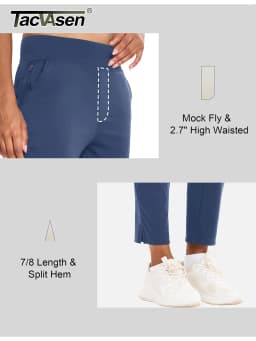 TACVASEN UPF 50+ Golf Pants Women's Stretch Pants High Waisted Work Athletic Casual Dress Pants 5 Pockets for Yoga Business