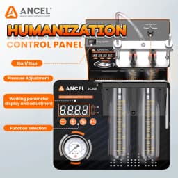 ANCEL JC200 Fuel Injector Cleaning Tester Machine for Car Motorcycle 2-Cylinders Pressure Adjustment Built-in Air Pump 6V 12V