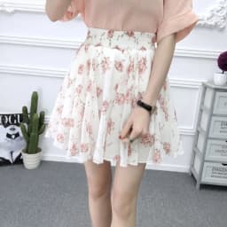 Summer 2026 Korean Style  Floral Chiffon High Waist Elastic Slimming Skirt Pants Half Body Cute Style Casual Print Skirt
