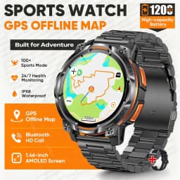Men Military Built-in GPS Smart Watch Offline Map Navigation 1200mAh Battery Altimeter Compass Sports Watch For iOS Android 2026