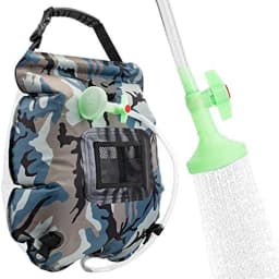 Solar Shower Bag 20L Outdoor Solar Heating Premium Camping Shower Bag Hot Water Temperature 45°C with Removable Hose Shower Head