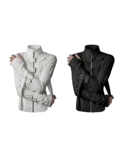 Y2k new solid color stand up collar buckle retro design women jacket streetwear high street men and women hoodie