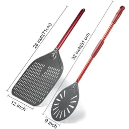 12" Hard Anodized Perforated Pizza Peel Rectangle Pizza Turning Shovel Set Aluminum Pizza Peel Paddle 40cm Long Silicone Handle