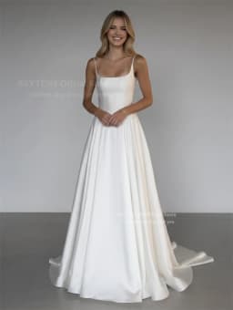 SSYTENS Elegant Simple Square Collar Wedding Dress for Women Satin A-Line Women Backless Bride Gown Customized Vestidos De Novia
