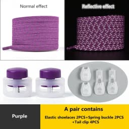 1 Pair Reflective Elastic Laces Sneakers Shoelaces for Sneakers Kids Adult Fast Without Tie Flat Rubber Bands Luminous Shoelace