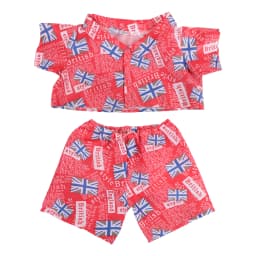 42cm Plush Bear Clothes Cartoon Print Shirt & Shorts Set, Casual Summer Outfit for 16-18 Inch Teddy Bear & Plush Dolls Toy Gift
