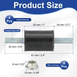 4/8Pcs M3 M4 M5 M6 Rubber Isolator Mounts Rubber Studs Shock Absorber Anti-Vibration Isolation Damping Mounts with Lock Nuts