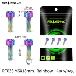 RISK 4PCS M6x16/18/20mm Bicycle Disc Brake Fixed Bolts with Washer Titanium Mountain Bike Brake Caliper Clamp