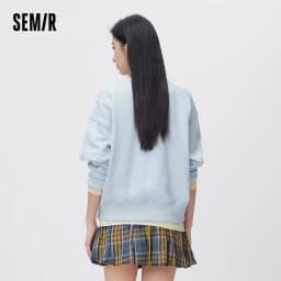 Semir Oversize Hoodie Women Spring Embroidered Split Basic Layer Trendy Pullover Casual Loose Comfortable Stylish Top