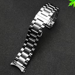 Curved End Solid Matte Stainless Steel Watch Band For Seiko Citizen Casio Timex 20mm 22mm Black Metal Strap Watch Accessories
