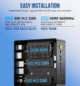 GMKtec K8 Plus Ryzen 7 8845HS Mini PC Windows 11 Pro DDR5 128GB 5600MT/s PCIe 4.0 4TB NVMe SSD WiFi 6 BT 5.2 Gaming Desktop Comp