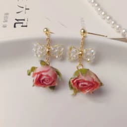 Unique Red Rose Earrings Epoxy Resin Natural Rose Flower Earrings Elegant Immortal Rose Drop Earrings Wholesale Custom Packaging
