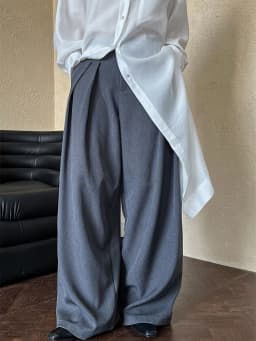 [LANMREM] Pleated High Waist  Wide Leg Pants For Women Solid Straight Office Lady Loose Trousers Female 2025 Autumn New 26C291